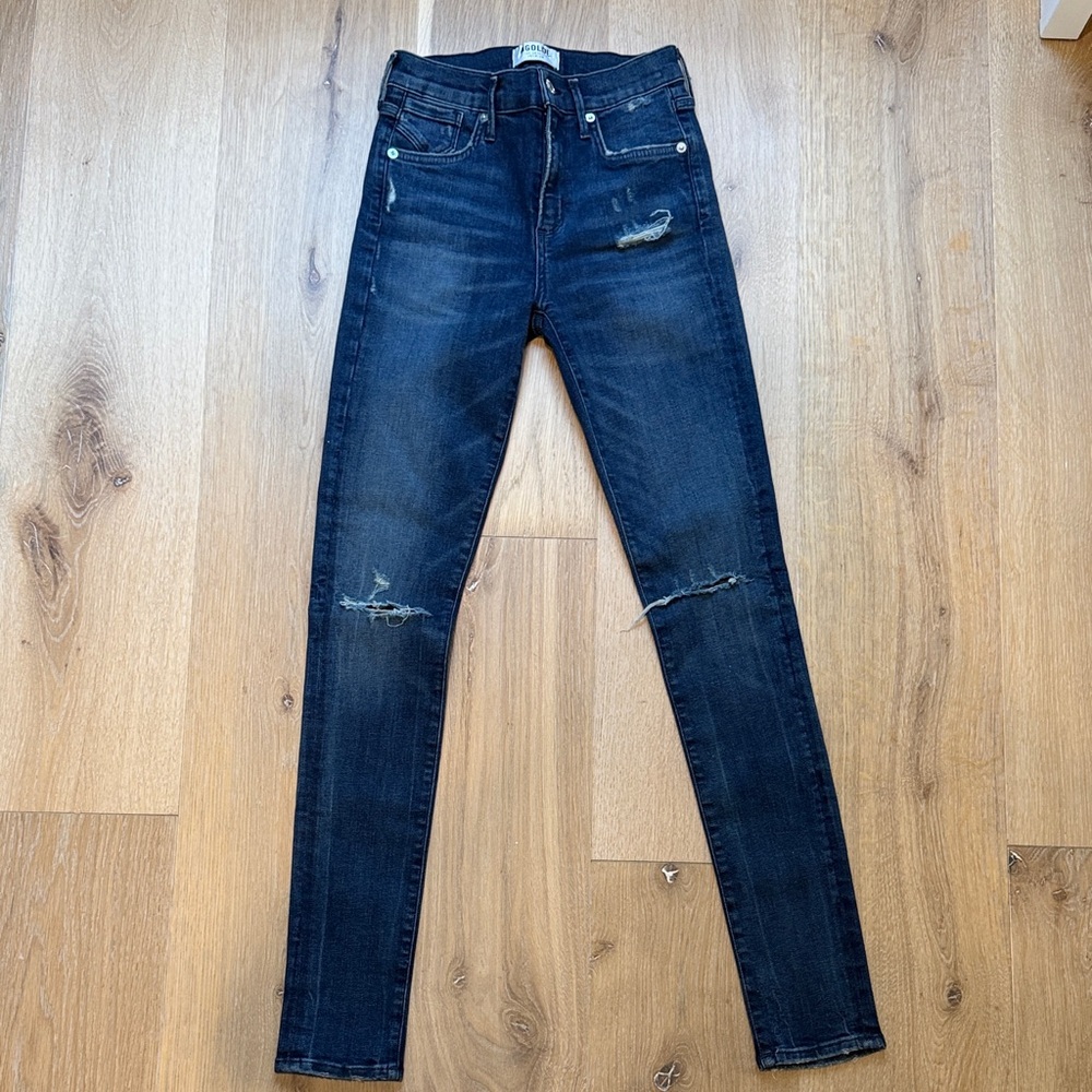 Agolde Dark Indigo Distressed Jeans